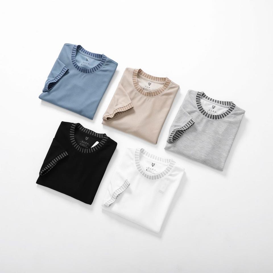 ÁO THUN REGULAR FIT COTTON 2C CỔ DỆT PHỐI MÀU