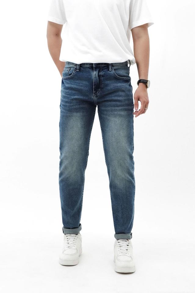 QUẦN JEAN SLIM FIT XANH WASH 250604